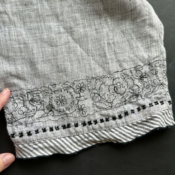 LA Blend Wide Leg Linen Pull On Lagenlook Boho Pants Beaded Sequin Hems Size M - Picture 11 of 14